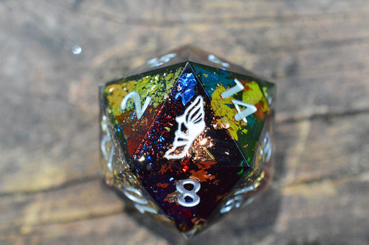 Sparking Bonfire, 40mm D20-Resin Tabletop RPG Dice