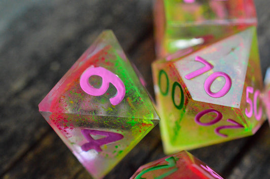 Prismatic Spray, Full Dice Set-Resin Tabletop RPG Dice