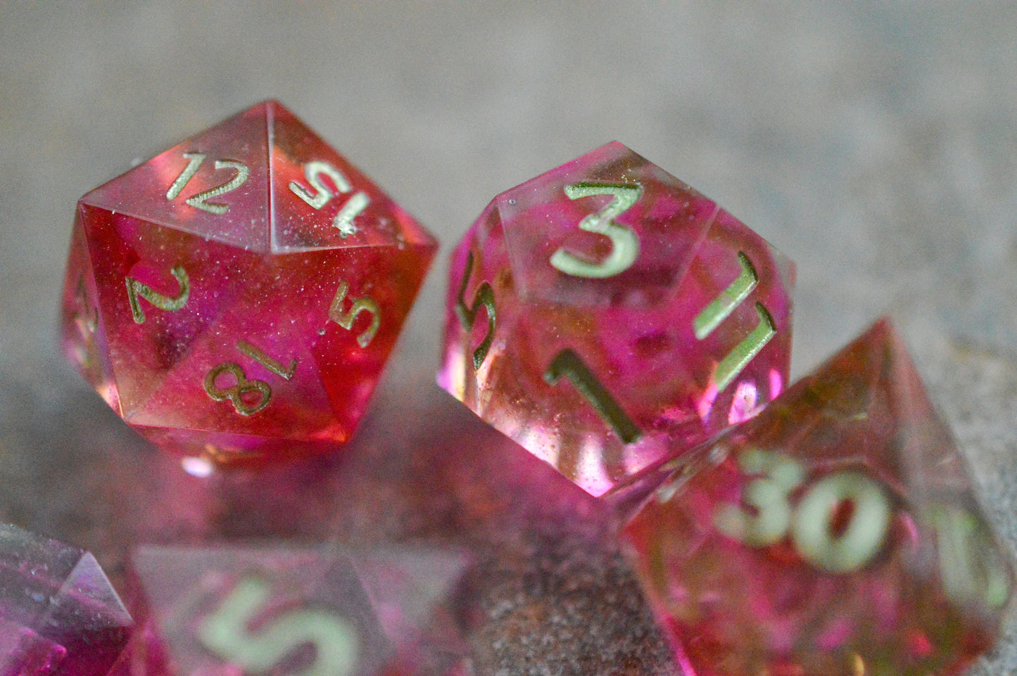 Watermelon Sugar, Full Dice Set-Resin Tabletop RPG Dice