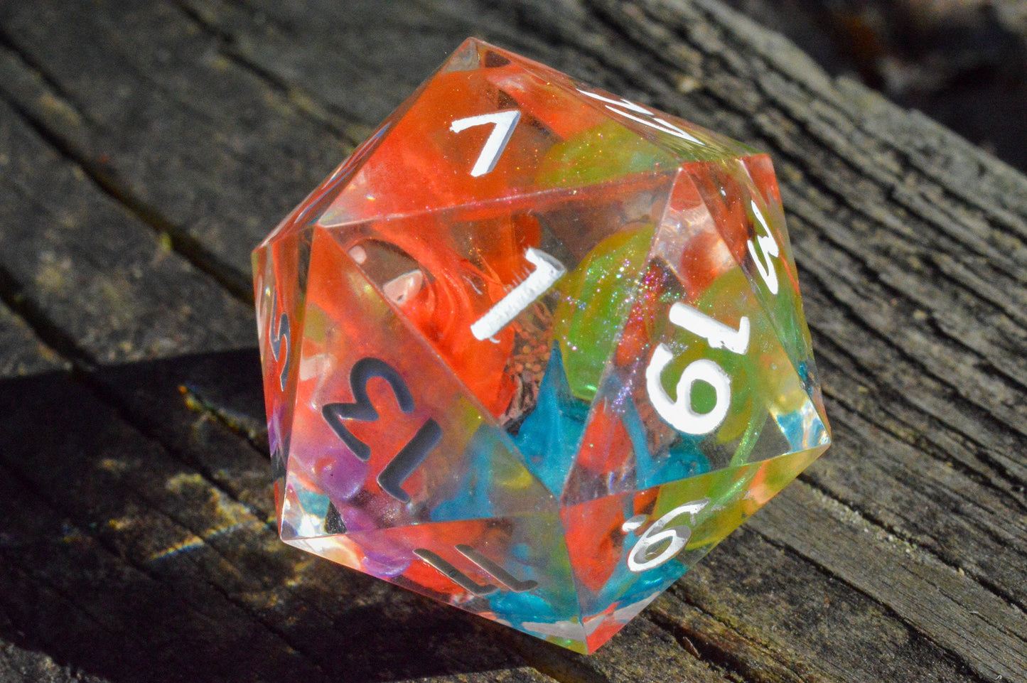Rainbow Drops, 30mm D20-Resin Tabletop RPG Dice