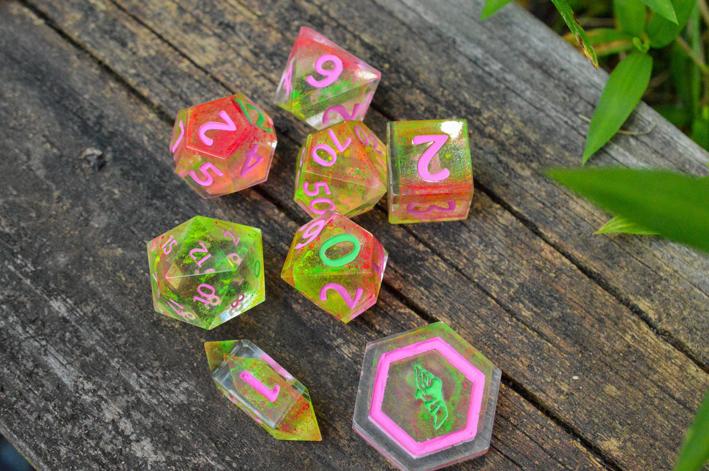 Prismatic Spray, Full Dice Set-Resin Tabletop RPG Dice