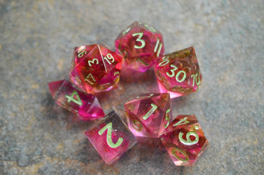 Watermelon Sugar, Full Dice Set-Resin Tabletop RPG Dice