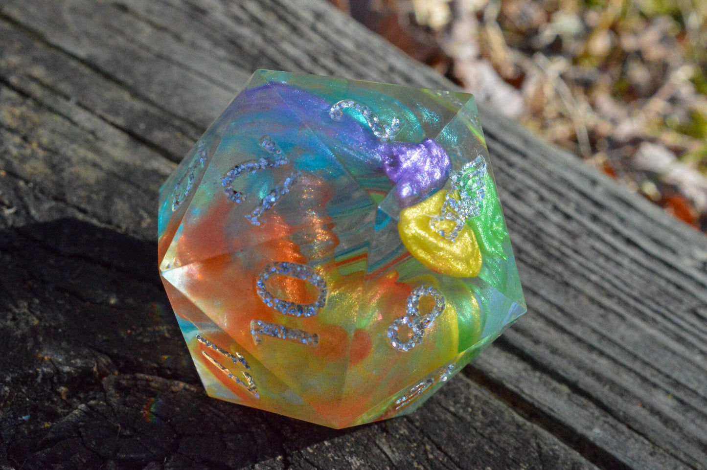 Rainbow Drops, 40mm D20-Resin Tabletop RPG Dice