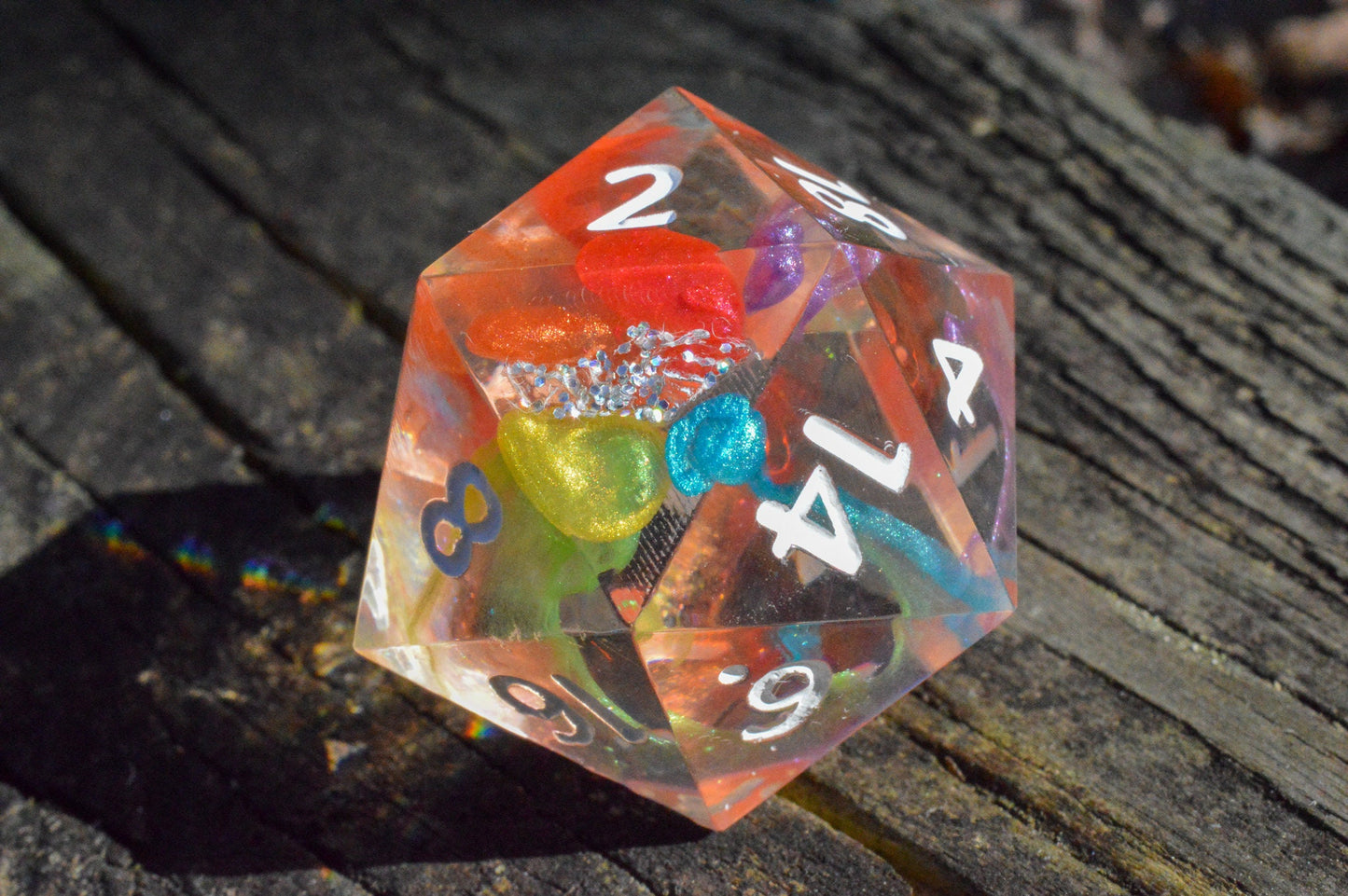 Rainbow Drops, 30mm D20-Resin Tabletop RPG Dice