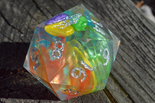 Rainbow Drops, 40mm D20-Resin Tabletop RPG Dice
