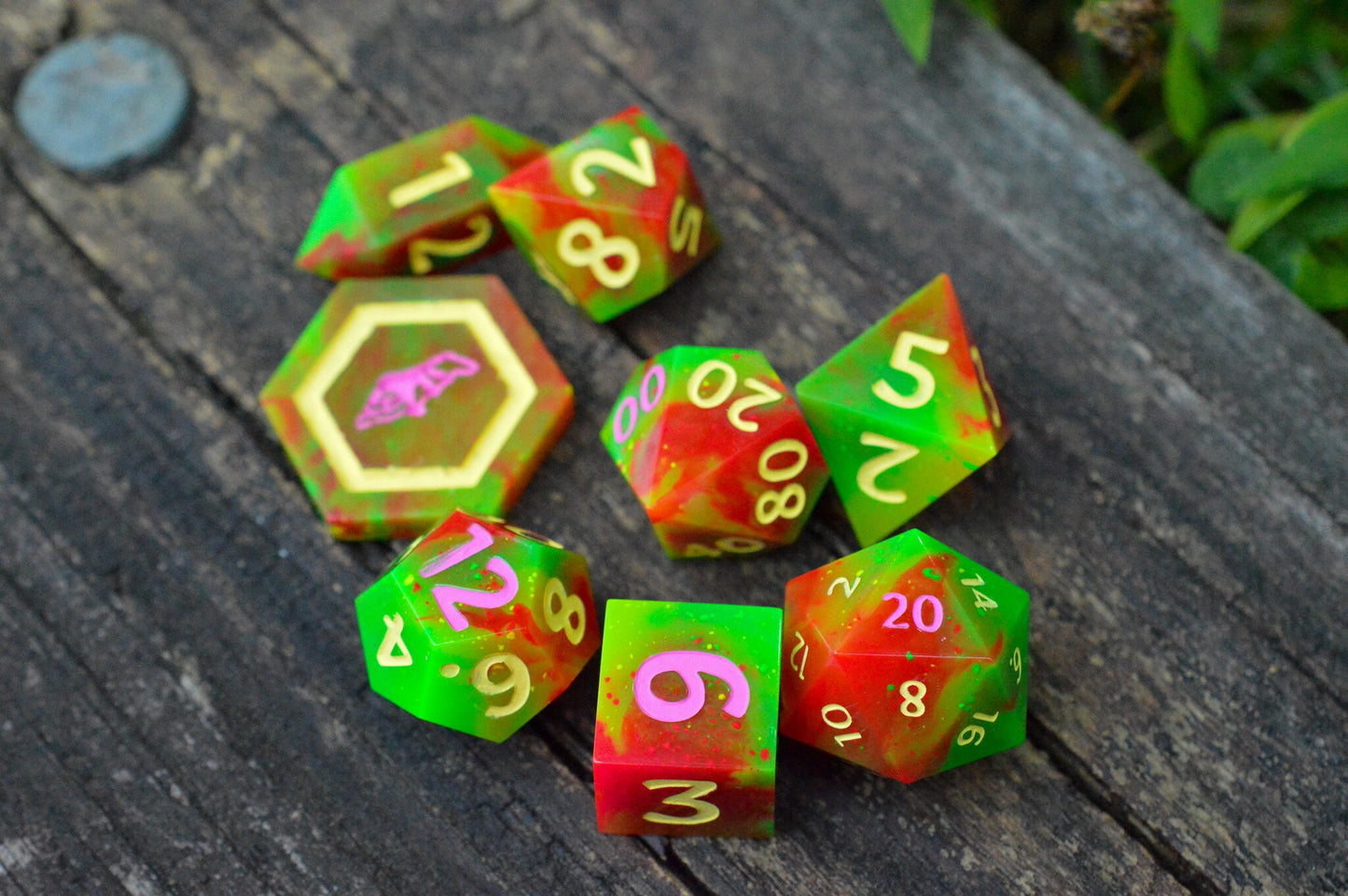 Toxic Gusher, Full Dice Set-Resin Tabletop RPG Dice