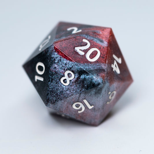 Black and White and Red All Over, 30mm D20-Resin Tabletop RPG Dice