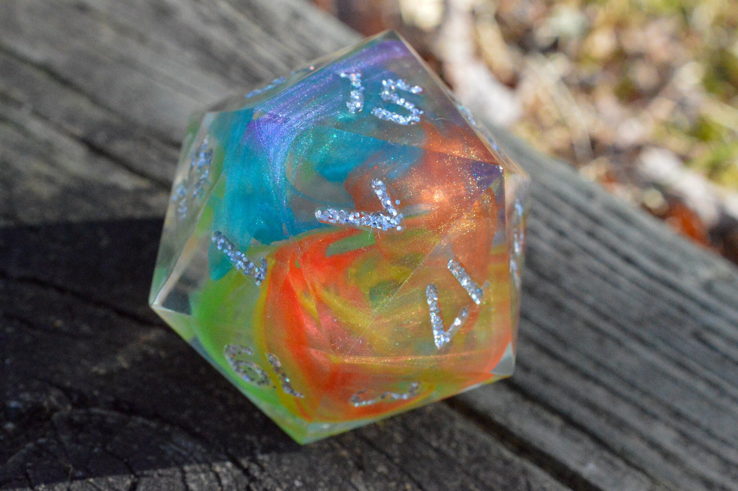 Rainbow Drops, 40mm D20-Resin Tabletop RPG Dice