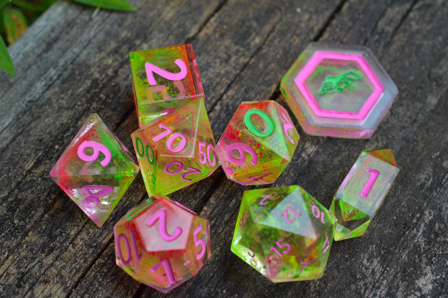 Prismatic Spray, Full Dice Set-Resin Tabletop RPG Dice