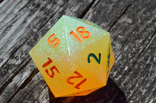 Glittering Pineapple, 40mm D20-Resin Tabletop RPG Dice