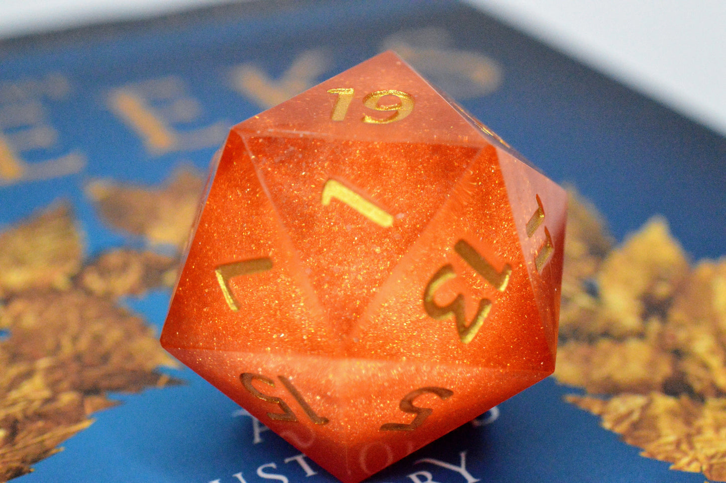 Helios' Chariot, Gold Number Variant, 40mm D20-Resin Tabletop RPG Dice