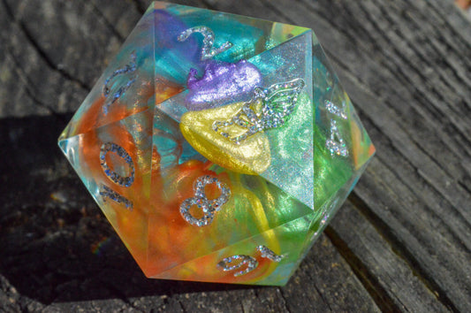 Rainbow Drops, 40mm D20-Resin Tabletop RPG Dice