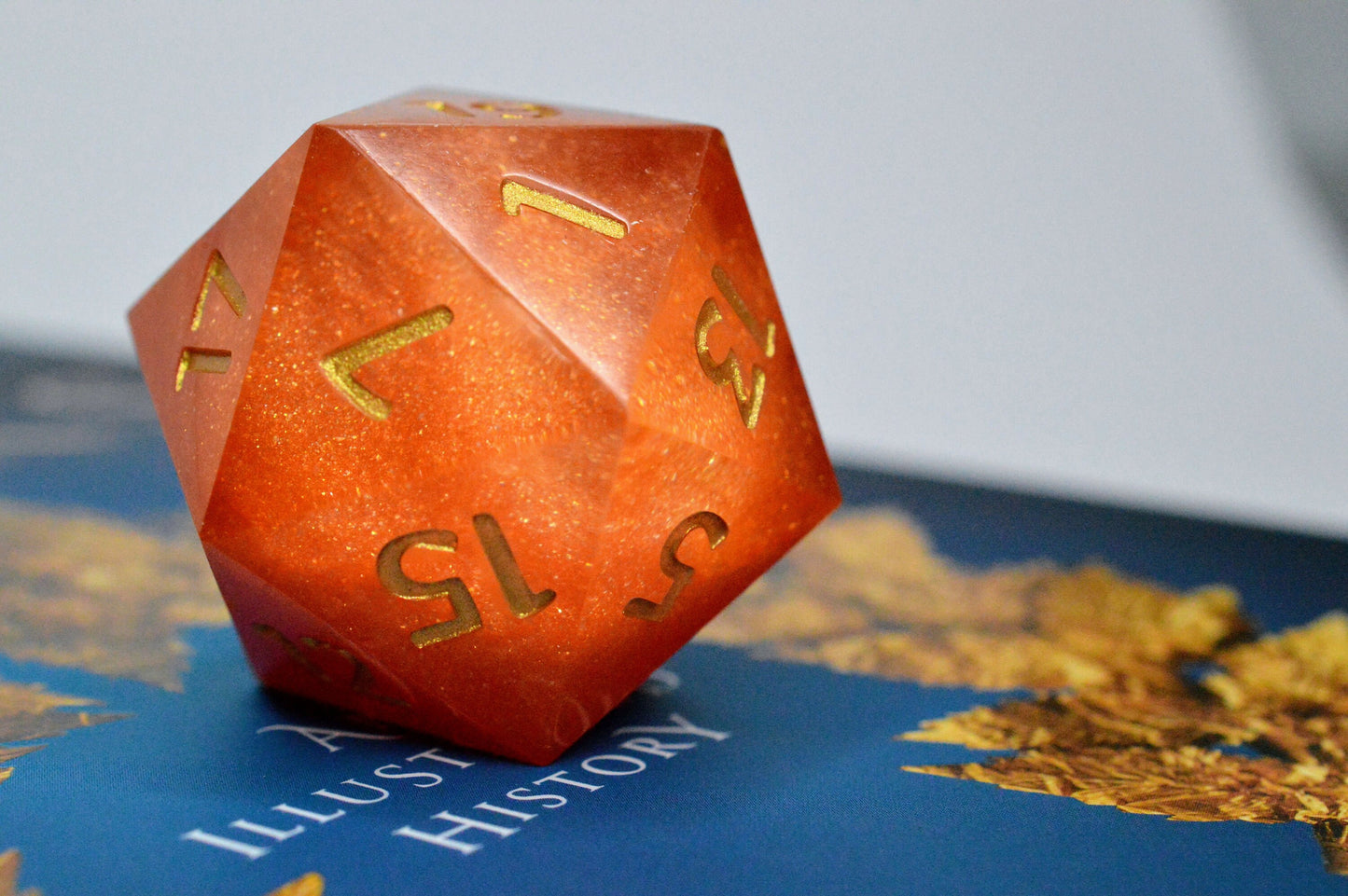 Helios' Chariot, Gold Number Variant, 40mm D20-Resin Tabletop RPG Dice