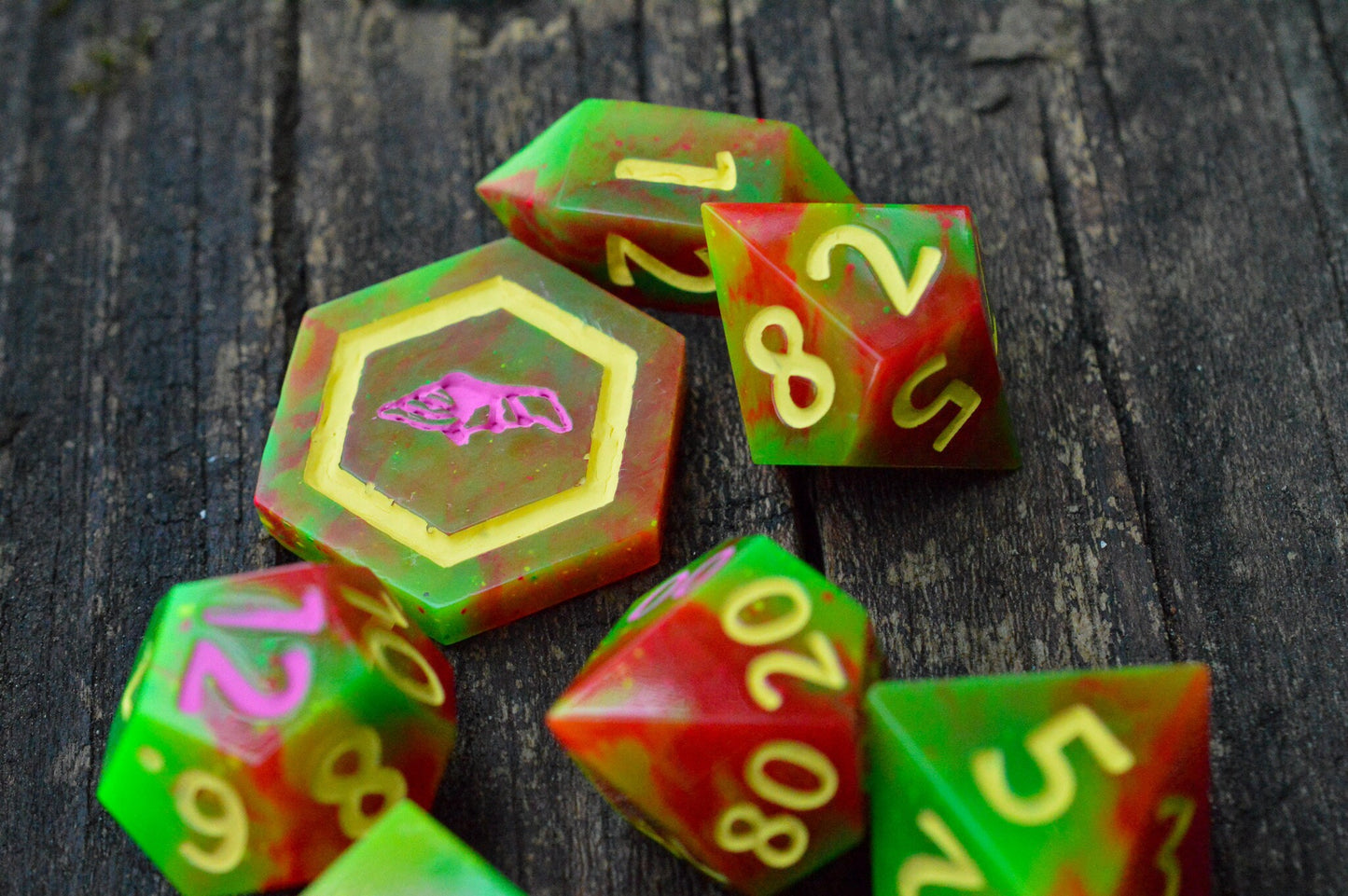 Toxic Gusher, Full Dice Set-Resin Tabletop RPG Dice