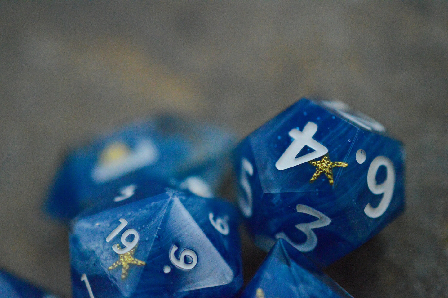Seafoam and Seashells, Full Dice Set-Resin Tabletop RPG Dice