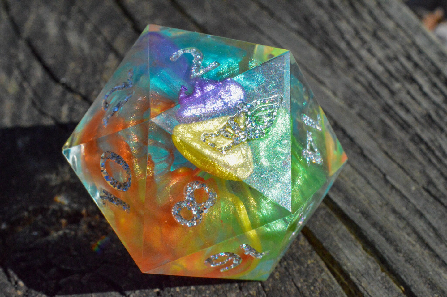 Rainbow Drops, 40mm D20-Resin Tabletop RPG Dice