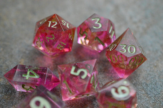 Watermelon Sugar, Full Dice Set-Resin Tabletop RPG Dice