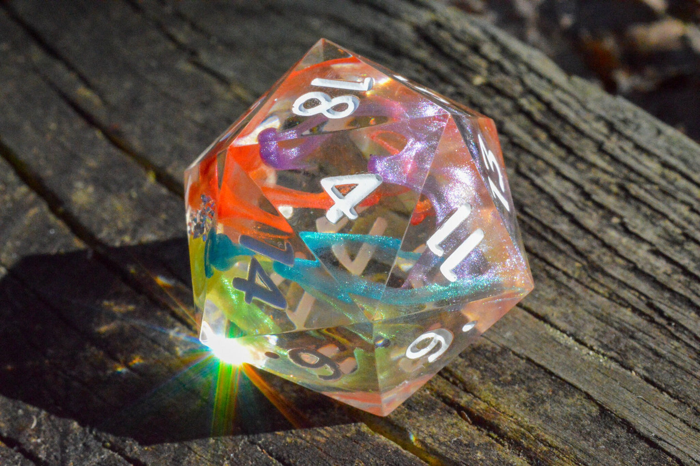 Rainbow Drops, 30mm D20-Resin Tabletop RPG Dice