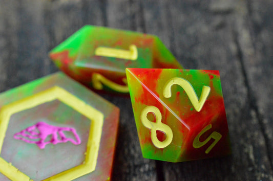 Toxic Gusher, Full Dice Set-Resin Tabletop RPG Dice