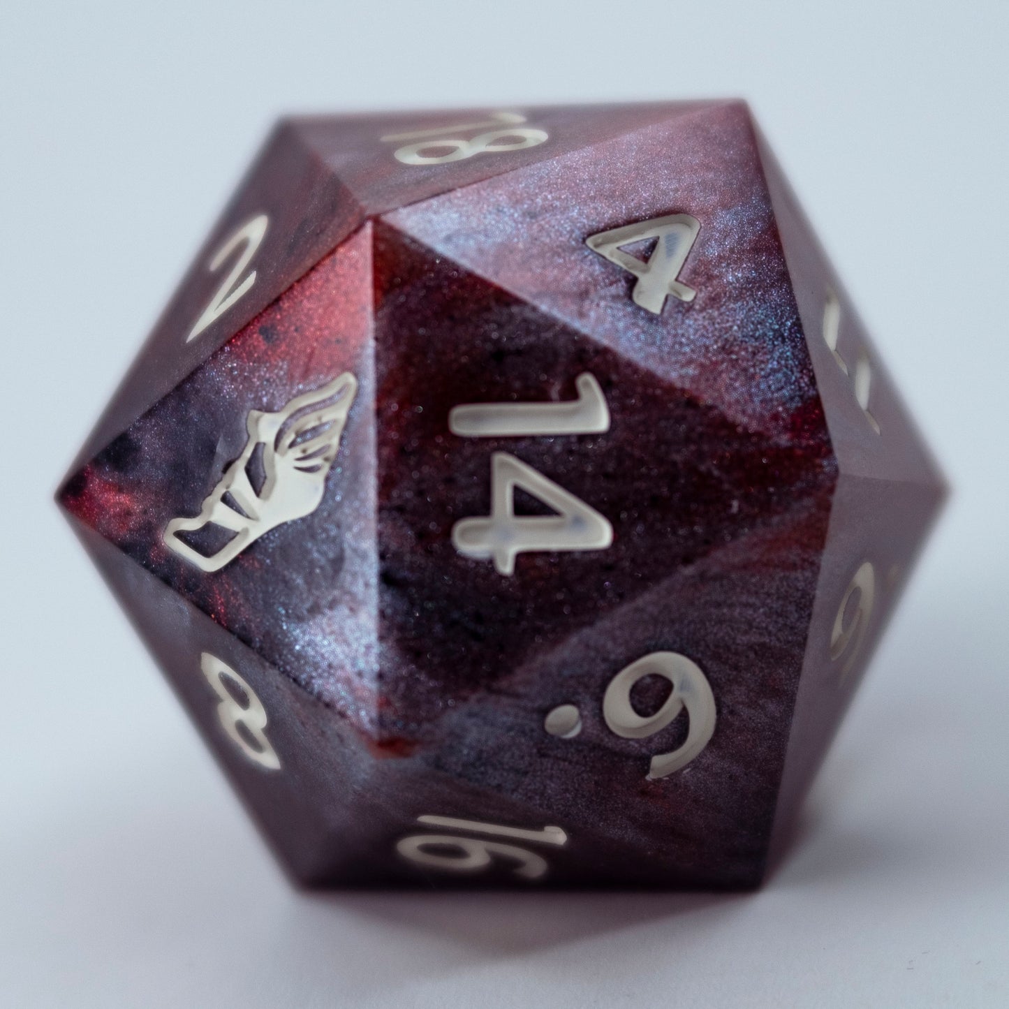 Black and White and Red All Over, 40mm D20-Resin Tabletop RPG Dice
