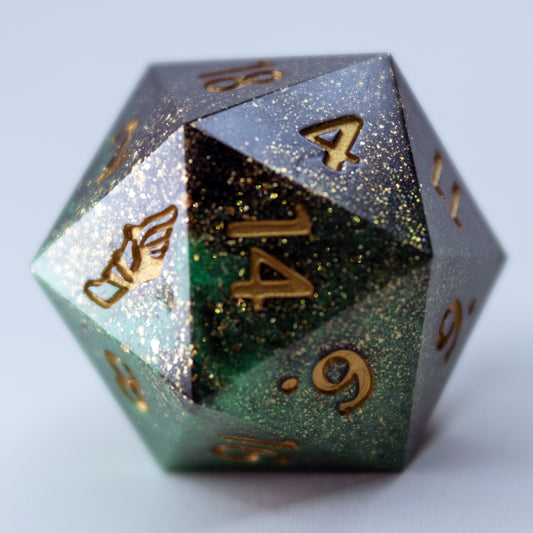 Gilded Moss, 40mm D20-Resin Tabletop RPG Dice
